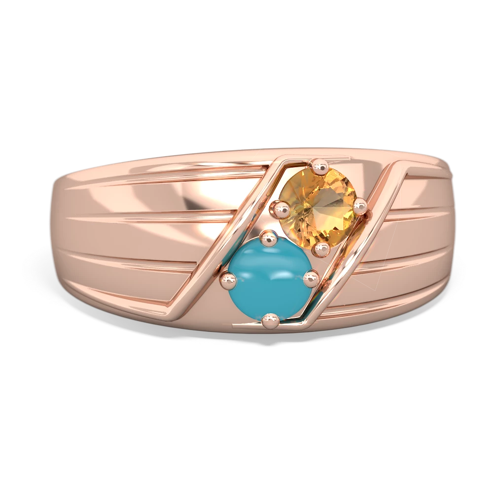 Citrine Men's Streamline 14K Rose Gold ring R0460