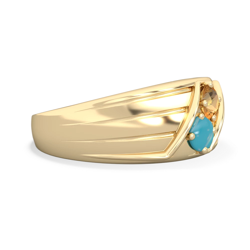 Citrine Men's Streamline 14K Yellow Gold ring R0460