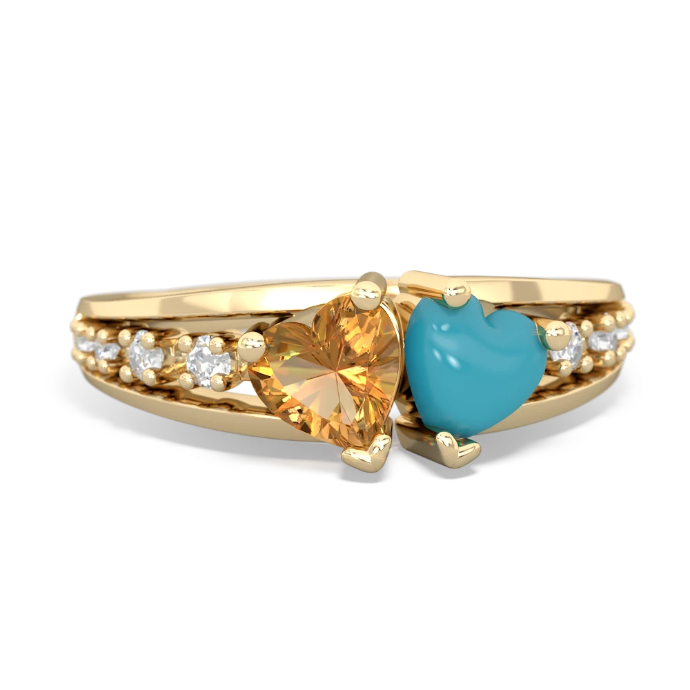 Citrine Heart To Heart 14K Yellow Gold ring R3342