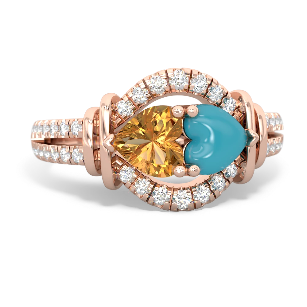 Citrine Art-Deco Keepsake 14K Rose Gold ring R5630