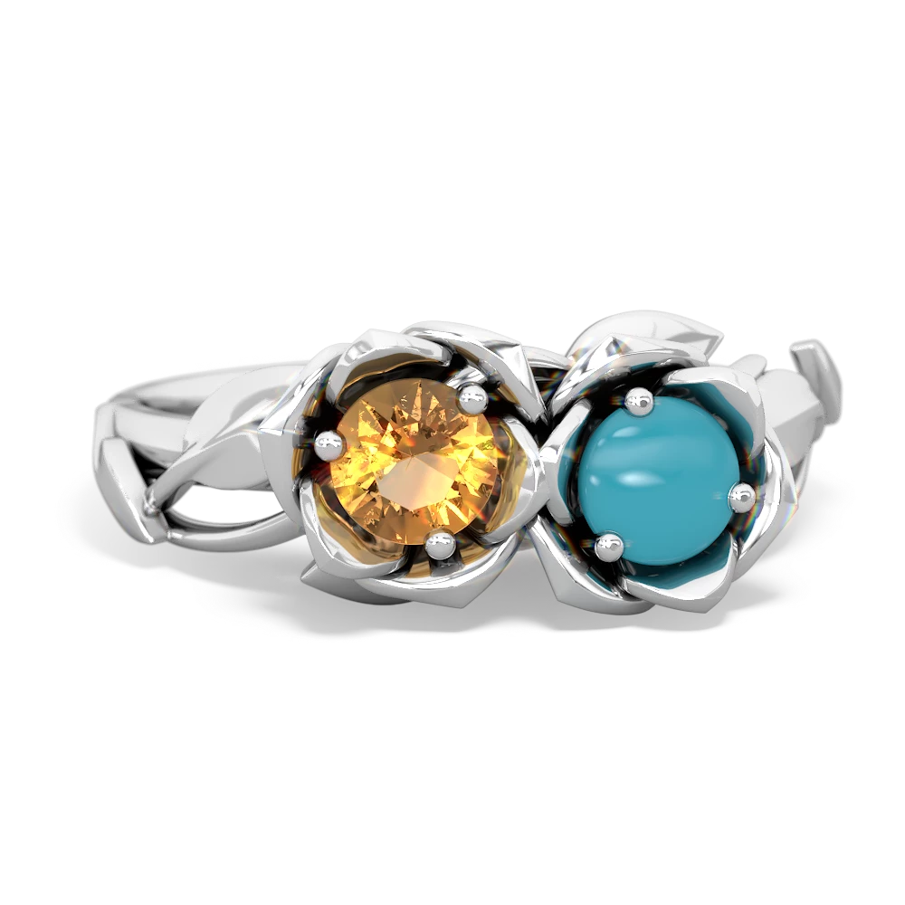 Citrine Rose Garden 14K White Gold ring R5510