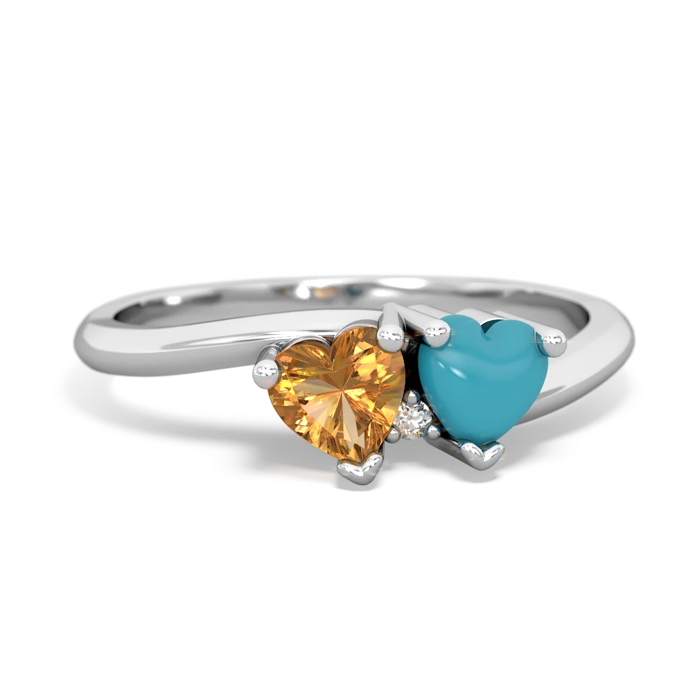 Citrine Sweethearts 14K White Gold ring R5260