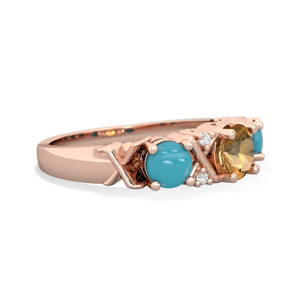 Citrine Hugs And Kisses 14K Rose Gold ring R5016