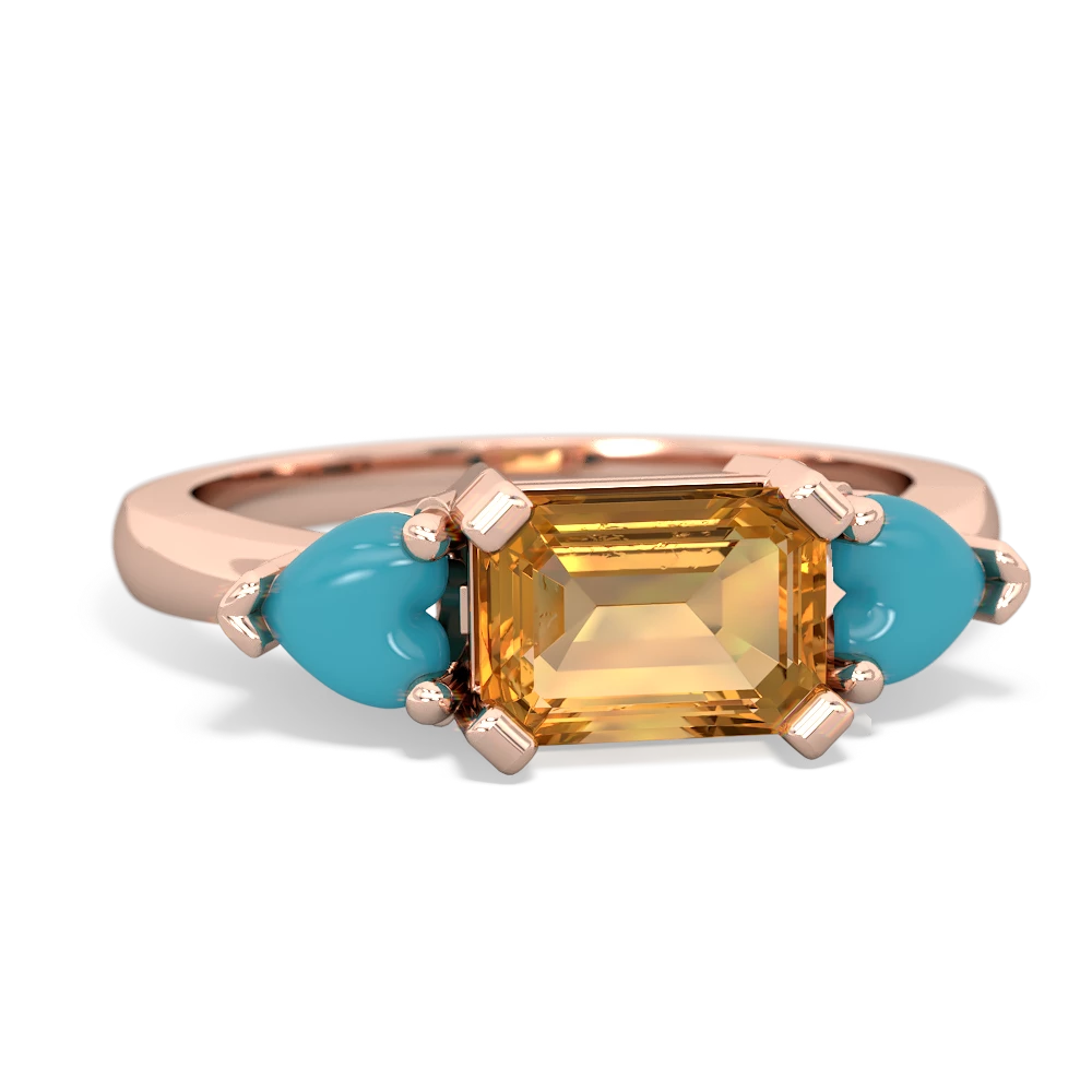 Citrine Three Stone 14K Rose Gold ring R5235