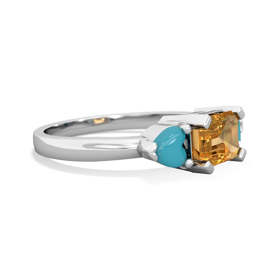 Citrine Three Stone 14K White Gold ring R5235