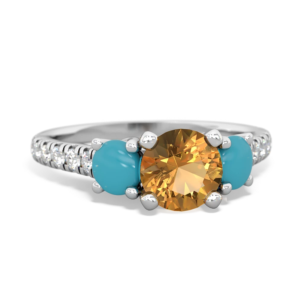 Citrine Pave Trellis 14K White Gold ring R5500