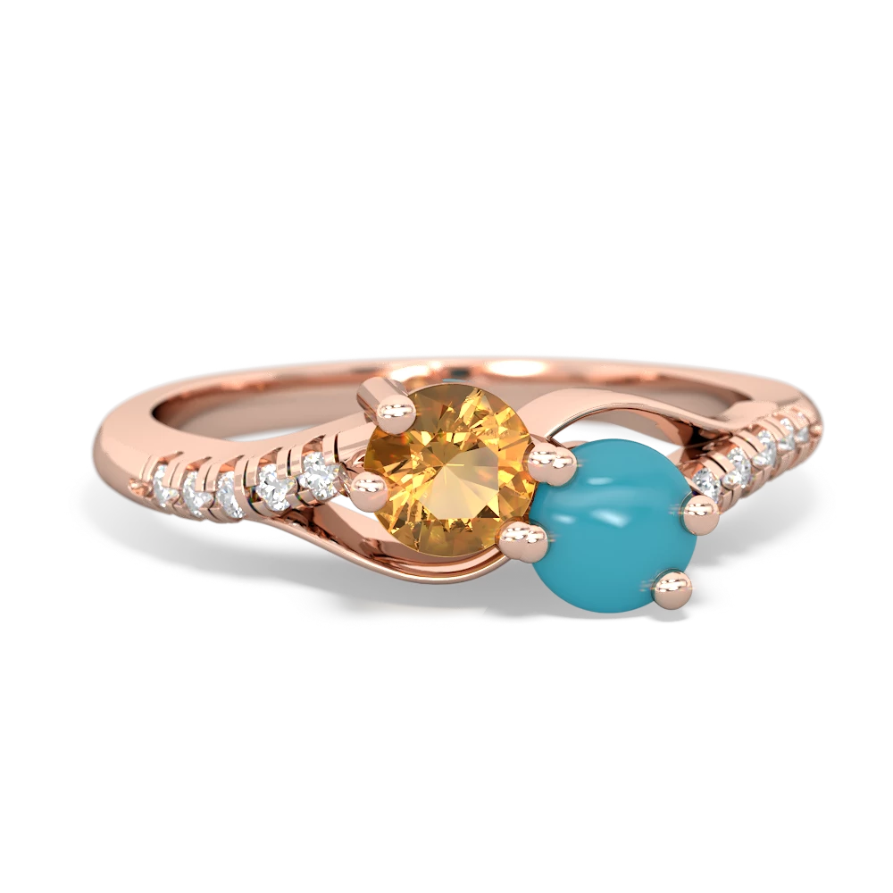 Citrine Infinity Pave Two Stone 14K Rose Gold ring R5285