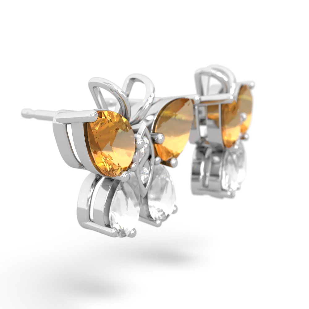 Citrine Butterfly 14K White Gold earrings E2215