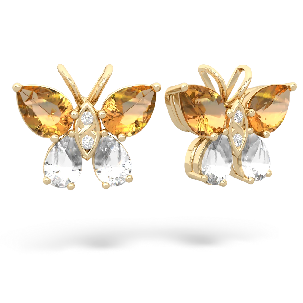 Citrine Butterfly 14K Yellow Gold earrings E2215