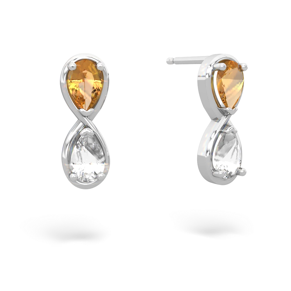 Citrine Infinity 14K White Gold earrings E5050