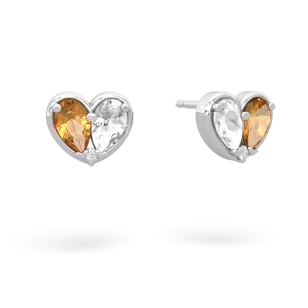 Citrine 'Our Heart' 14K White Gold earrings E5072