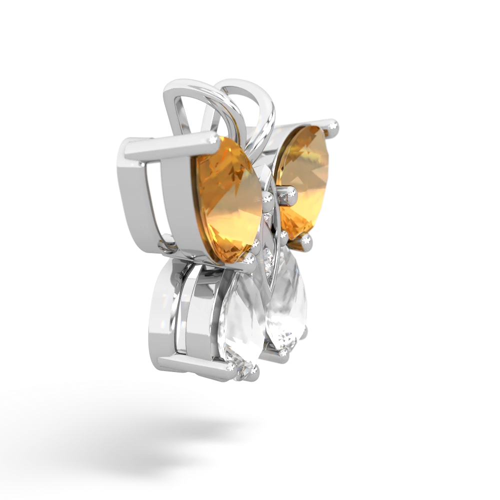 Citrine Butterfly 14K White Gold pendant P2215