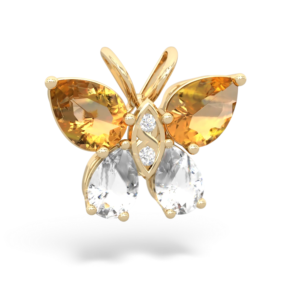 Citrine Butterfly 14K Yellow Gold pendant P2215