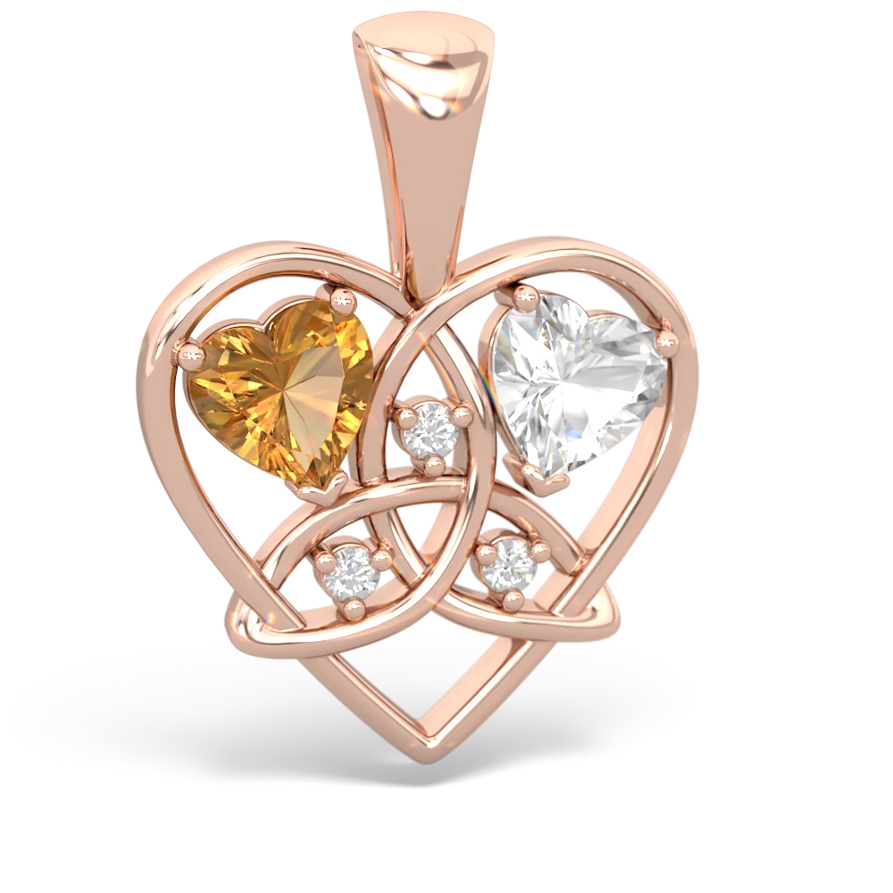 Citrine Celtic Trinity Heart 14K Rose Gold pendant P5331