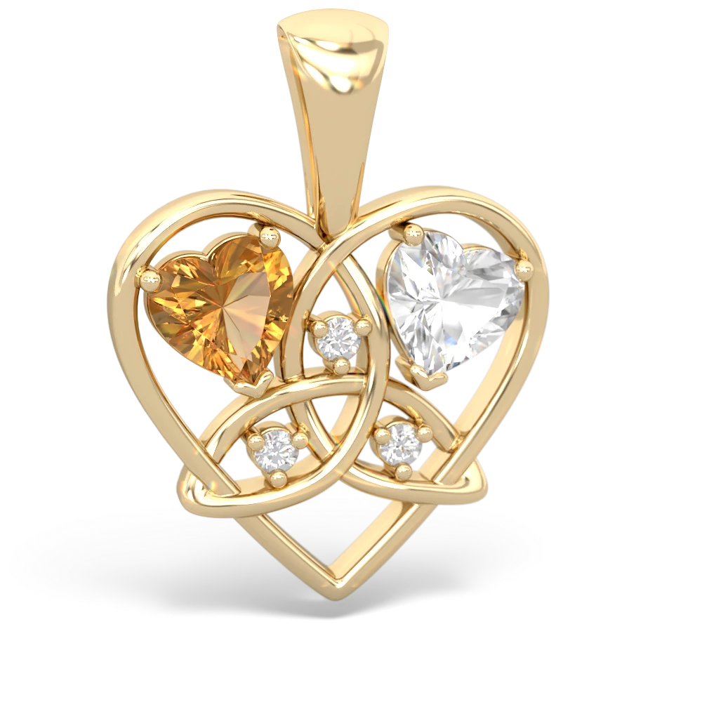 Citrine Celtic Trinity Heart 14K Yellow Gold pendant P5331