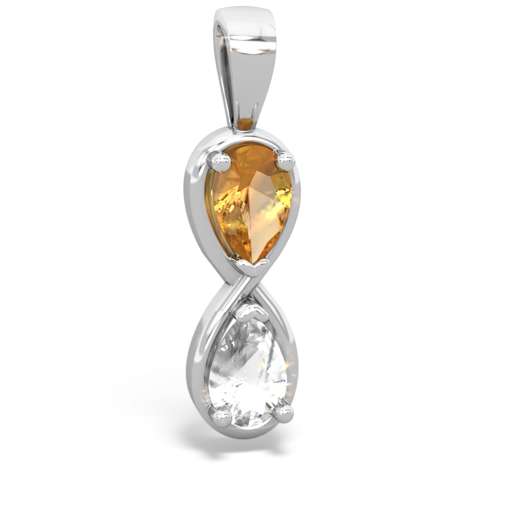 Citrine Infinity 14K White Gold pendant P5050