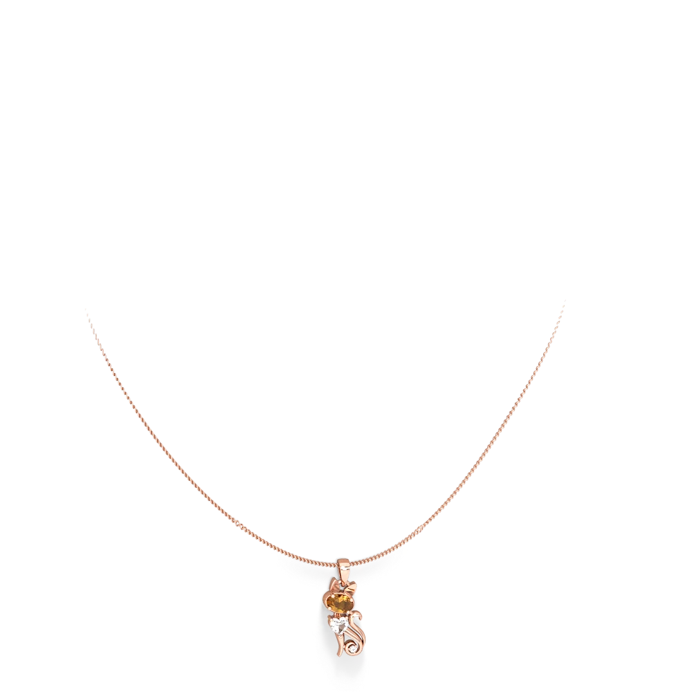 Citrine Kitten 14K Rose Gold pendant P5780