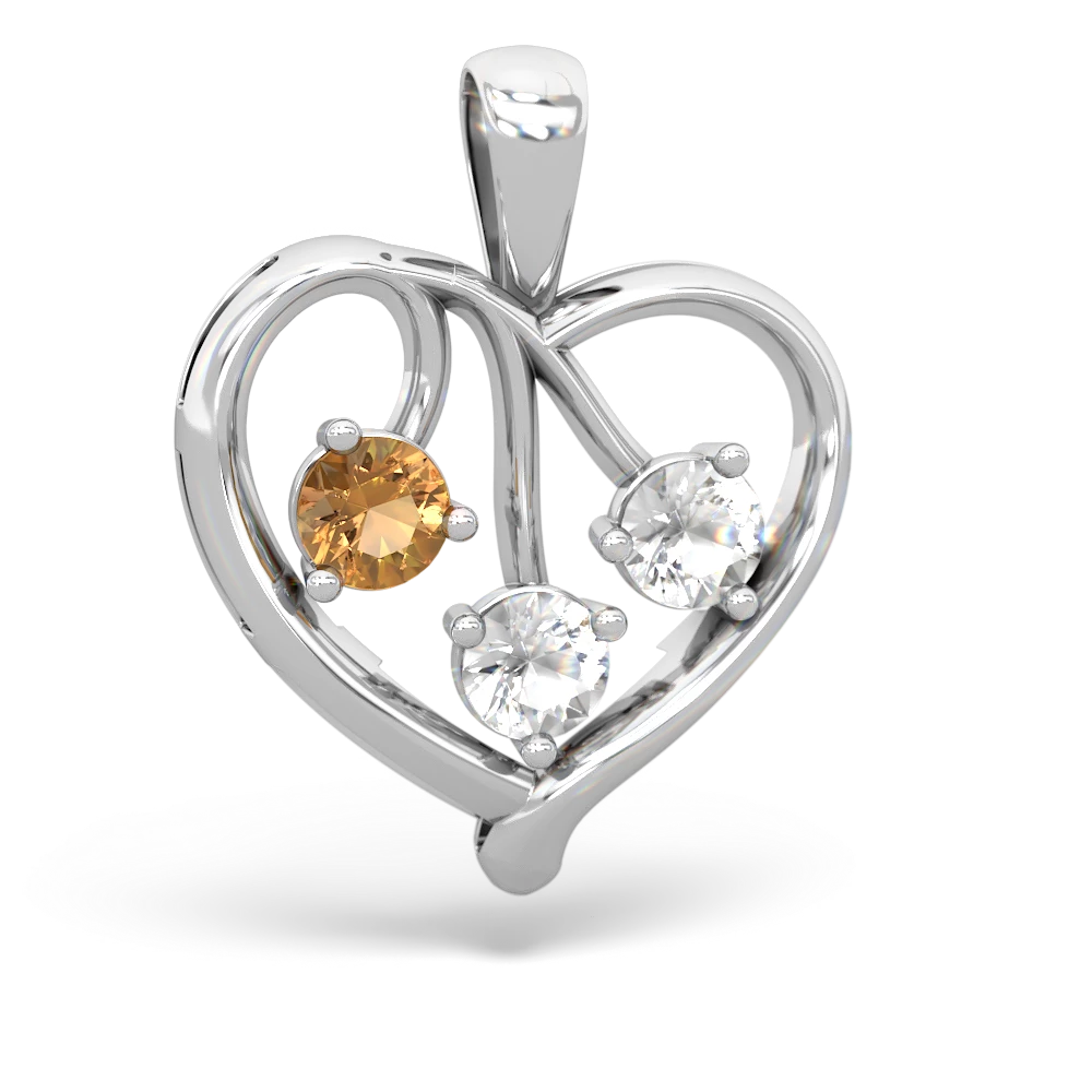 Citrine Glowing Heart 14K White Gold pendant P2233