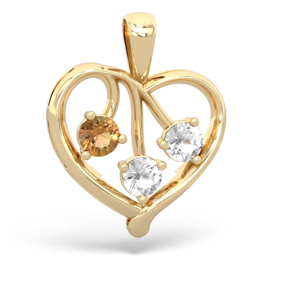 Citrine Glowing Heart 14K Yellow Gold pendant P2233