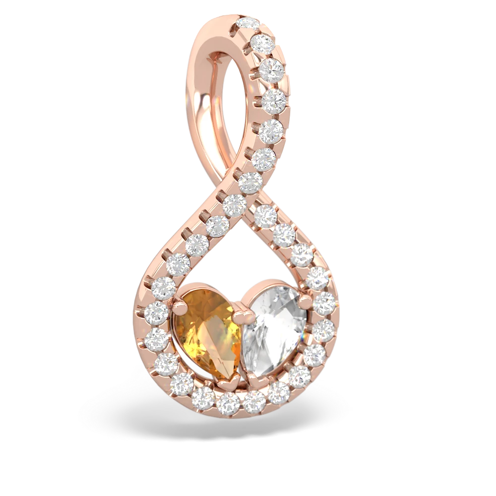 Citrine Pave Twist 'One Heart' 14K Rose Gold pendant P5360