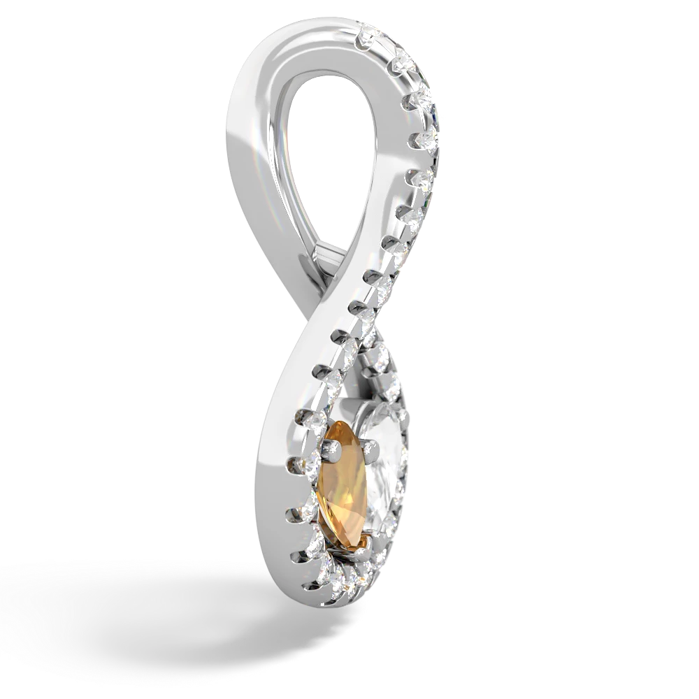 Citrine Pave Twist 'One Heart' 14K White Gold pendant P5360