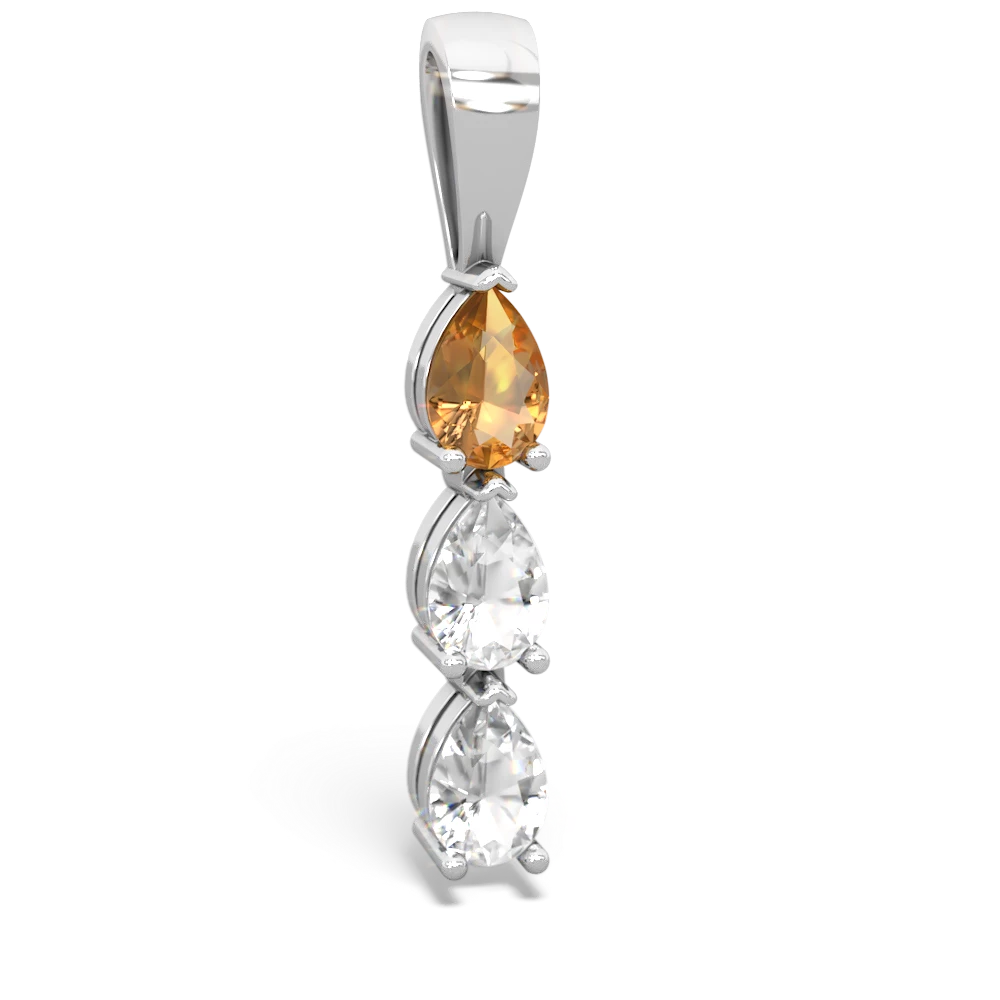 Citrine Dew Drops 14K White Gold pendant P2251