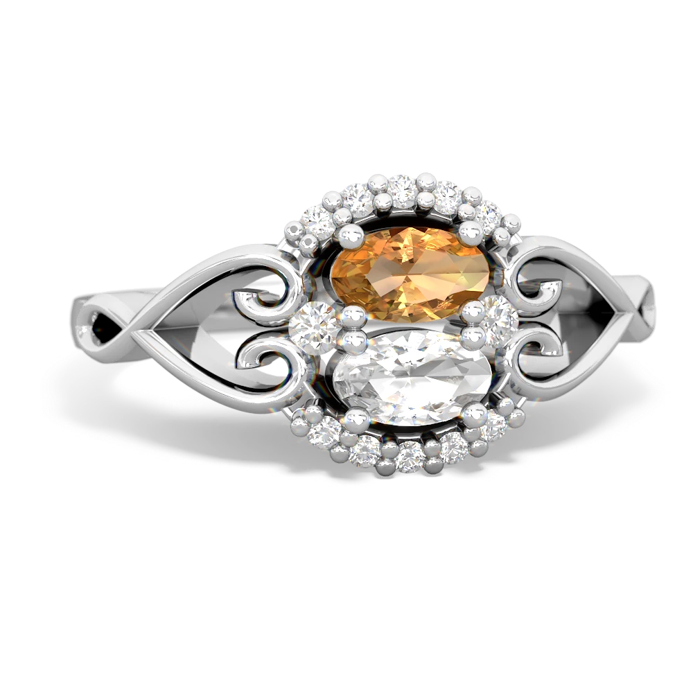 Citrine Love Nest 14K White Gold ring R5860