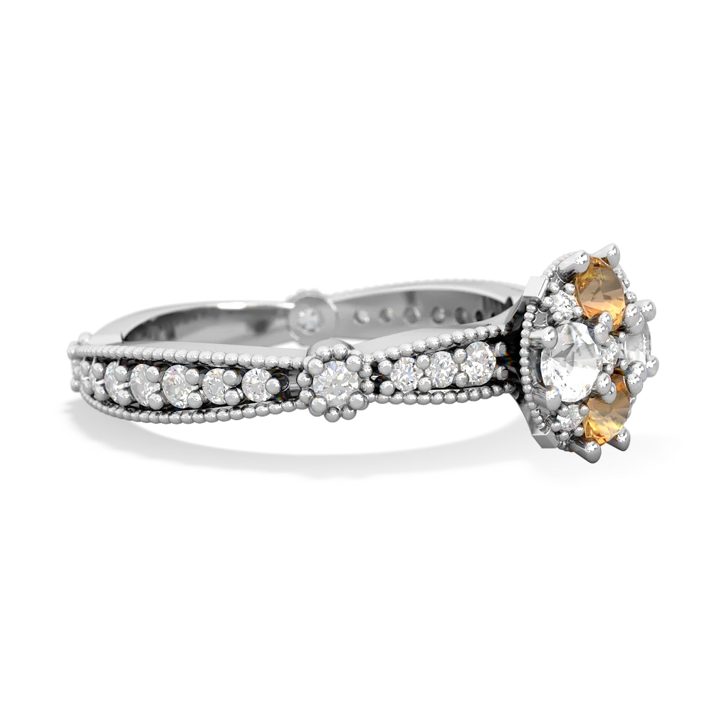 Citrine Sparkling Tiara Cluster 14K White Gold ring R26293RD