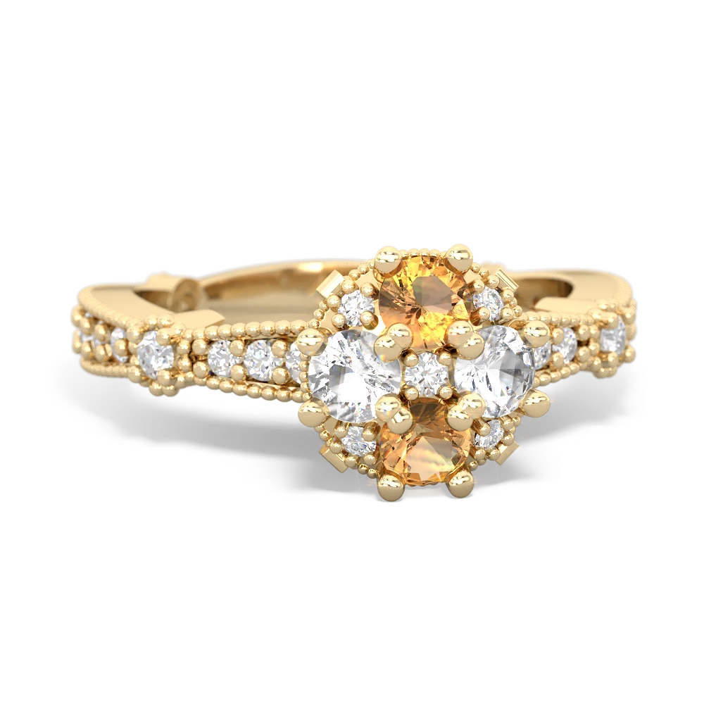 Citrine Sparkling Tiara Cluster 14K Yellow Gold ring R26293RD