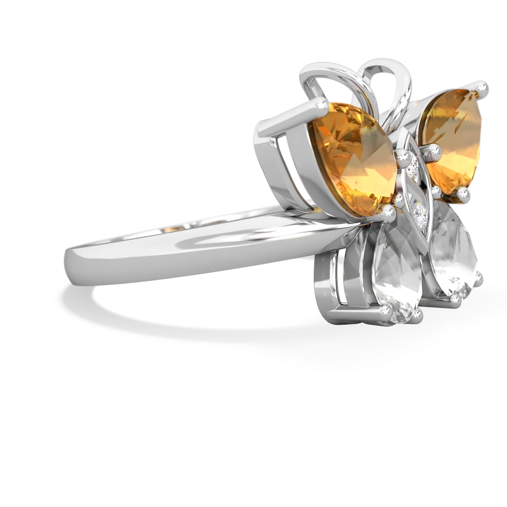 Citrine Butterfly 14K White Gold ring R2215