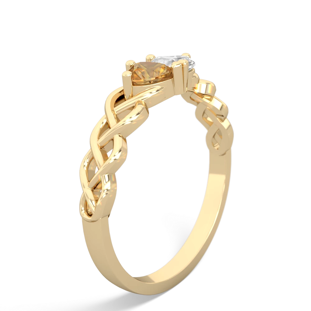 Citrine Heart To Heart Braid 14K Yellow Gold ring R5870