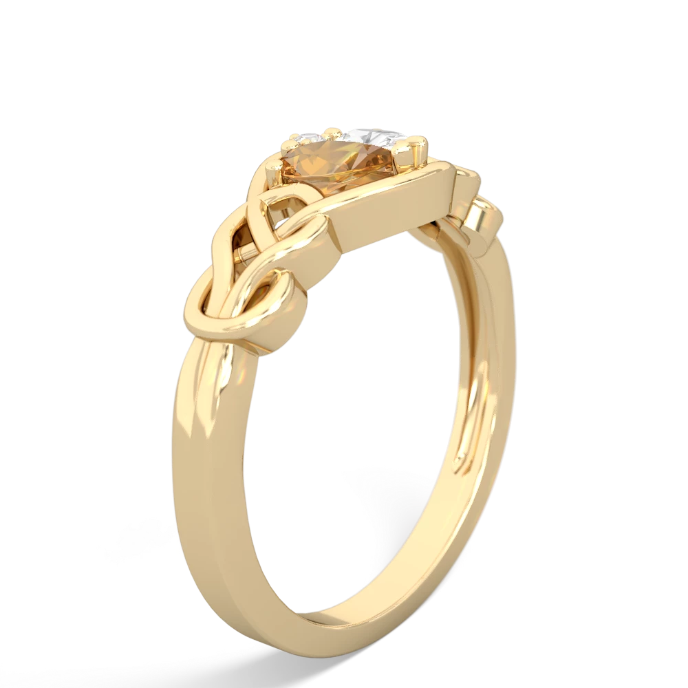Citrine Celtic Love Knot 14K Yellow Gold ring R5420
