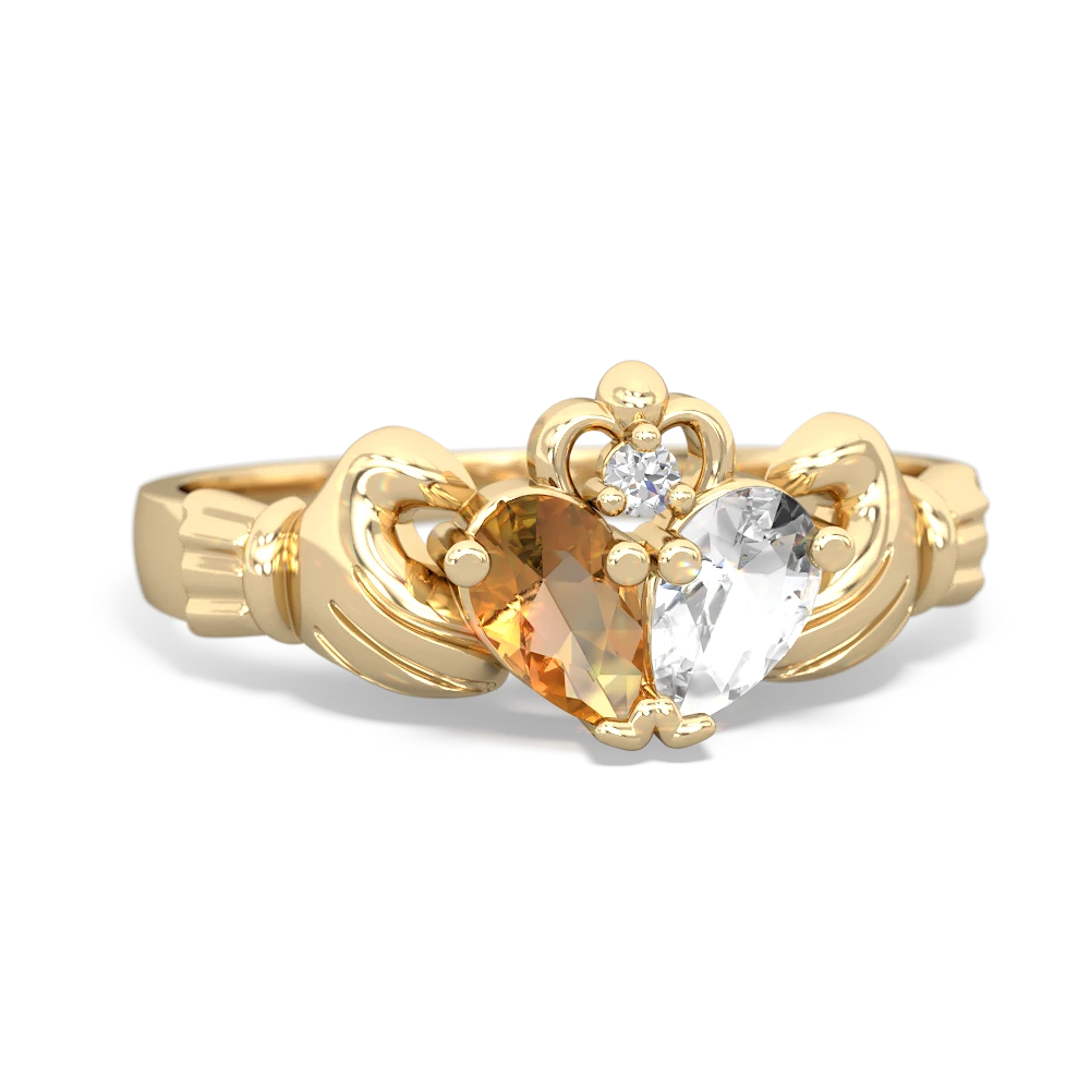 Citrine 'Our Heart' Claddagh 14K Yellow Gold ring R2388