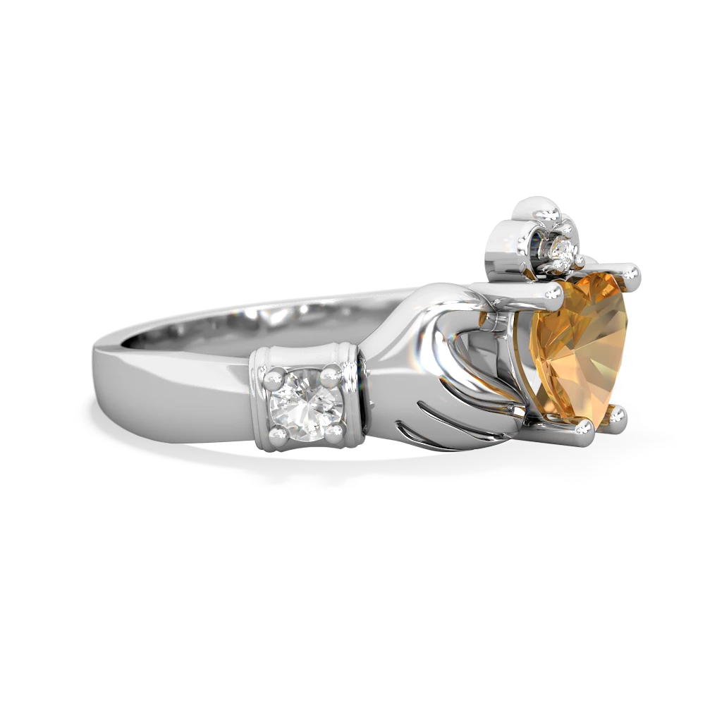 Citrine Claddagh Keepsake 14K White Gold ring R5245