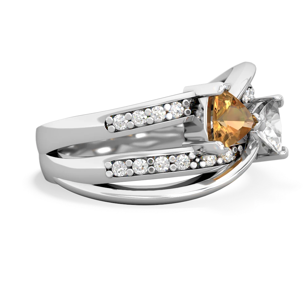 Citrine Bowtie 14K White Gold ring R2360