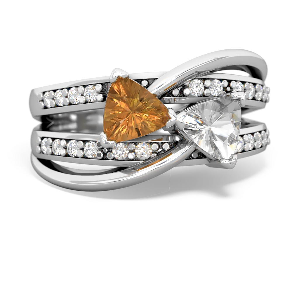 Citrine Bowtie 14K White Gold ring R2360