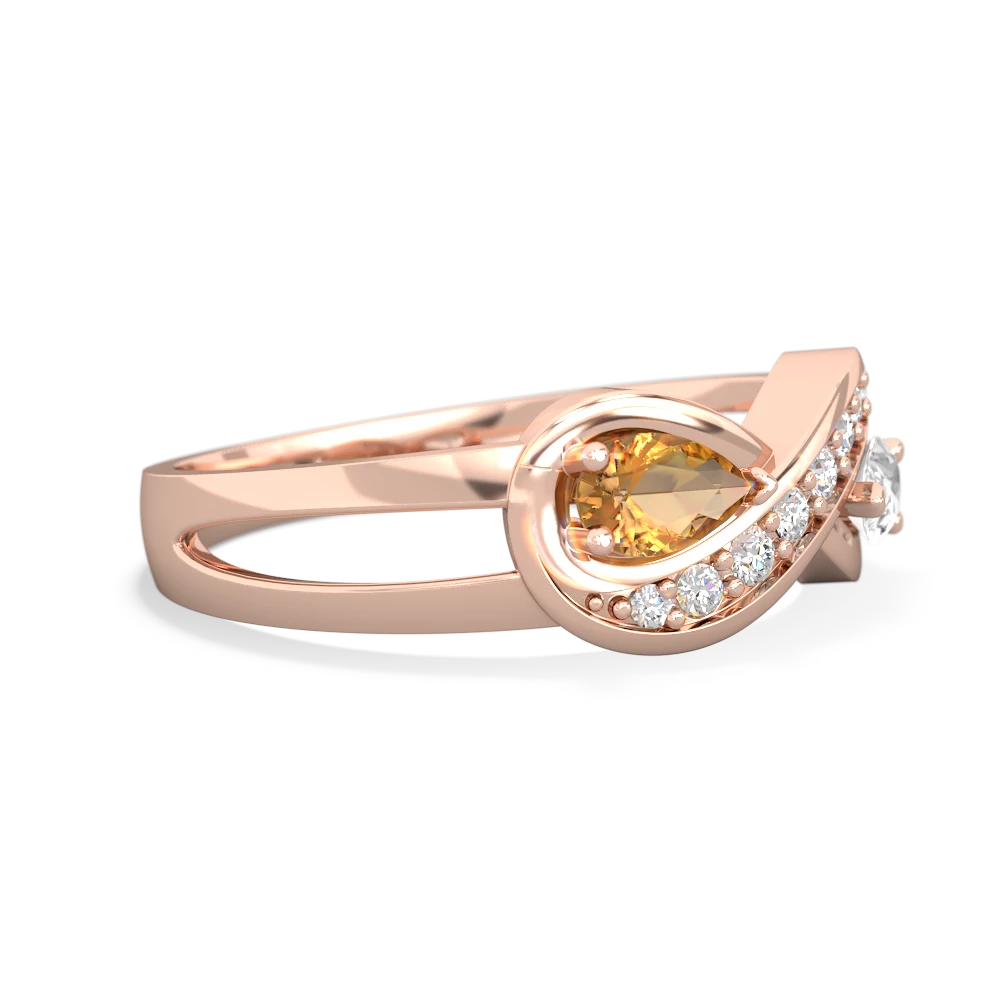 Citrine Diamond Infinity 14K Rose Gold ring R5390