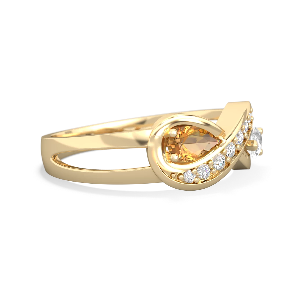 Citrine Diamond Infinity 14K Yellow Gold ring R5390