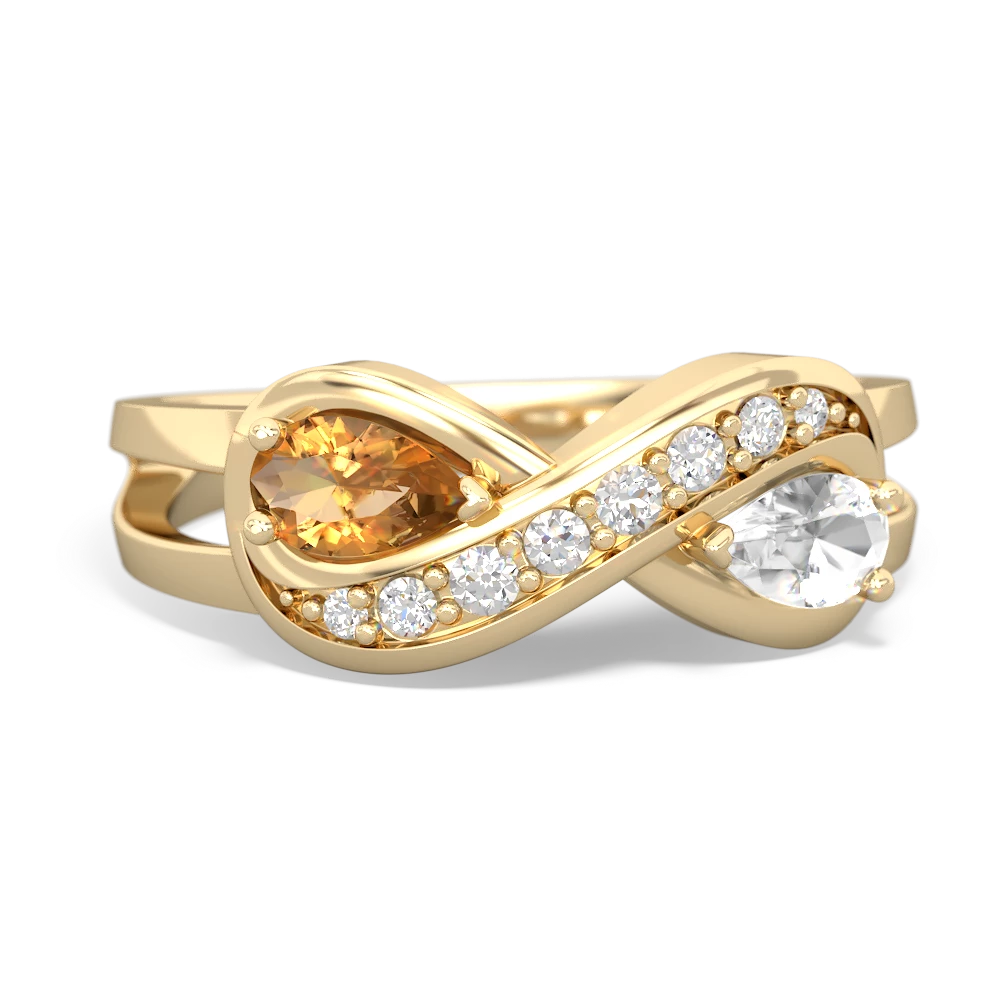 Citrine Diamond Infinity 14K Yellow Gold ring R5390