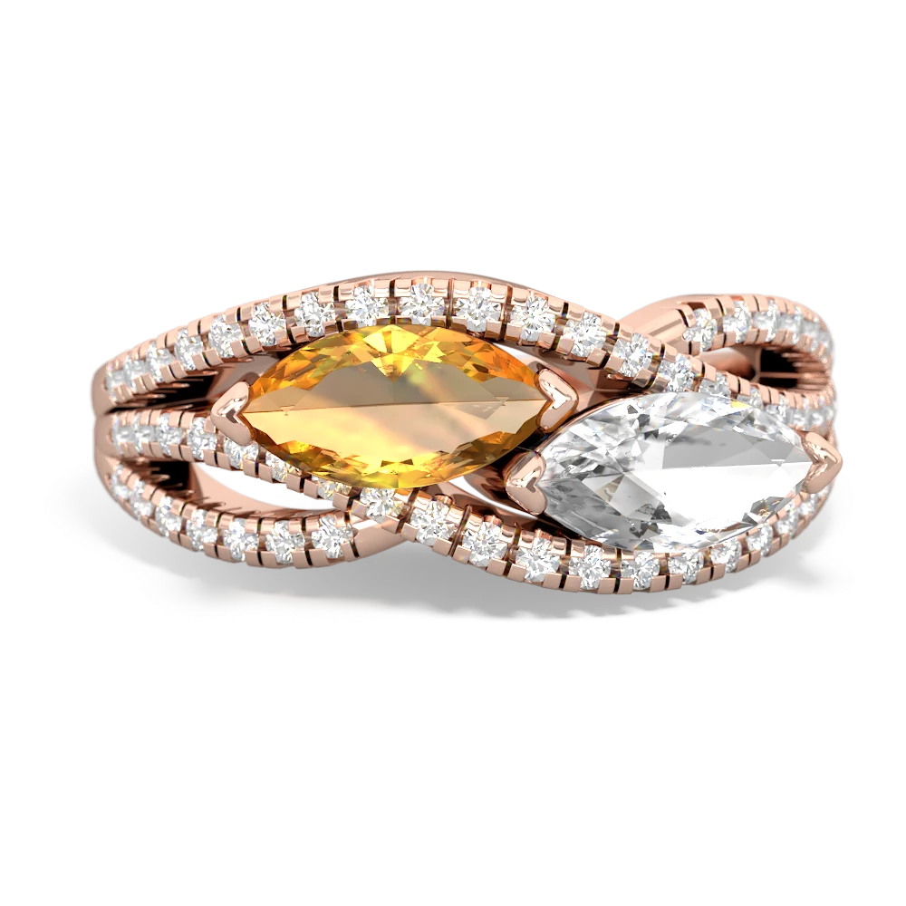 Citrine Diamond Rivers 14K Rose Gold ring R3070