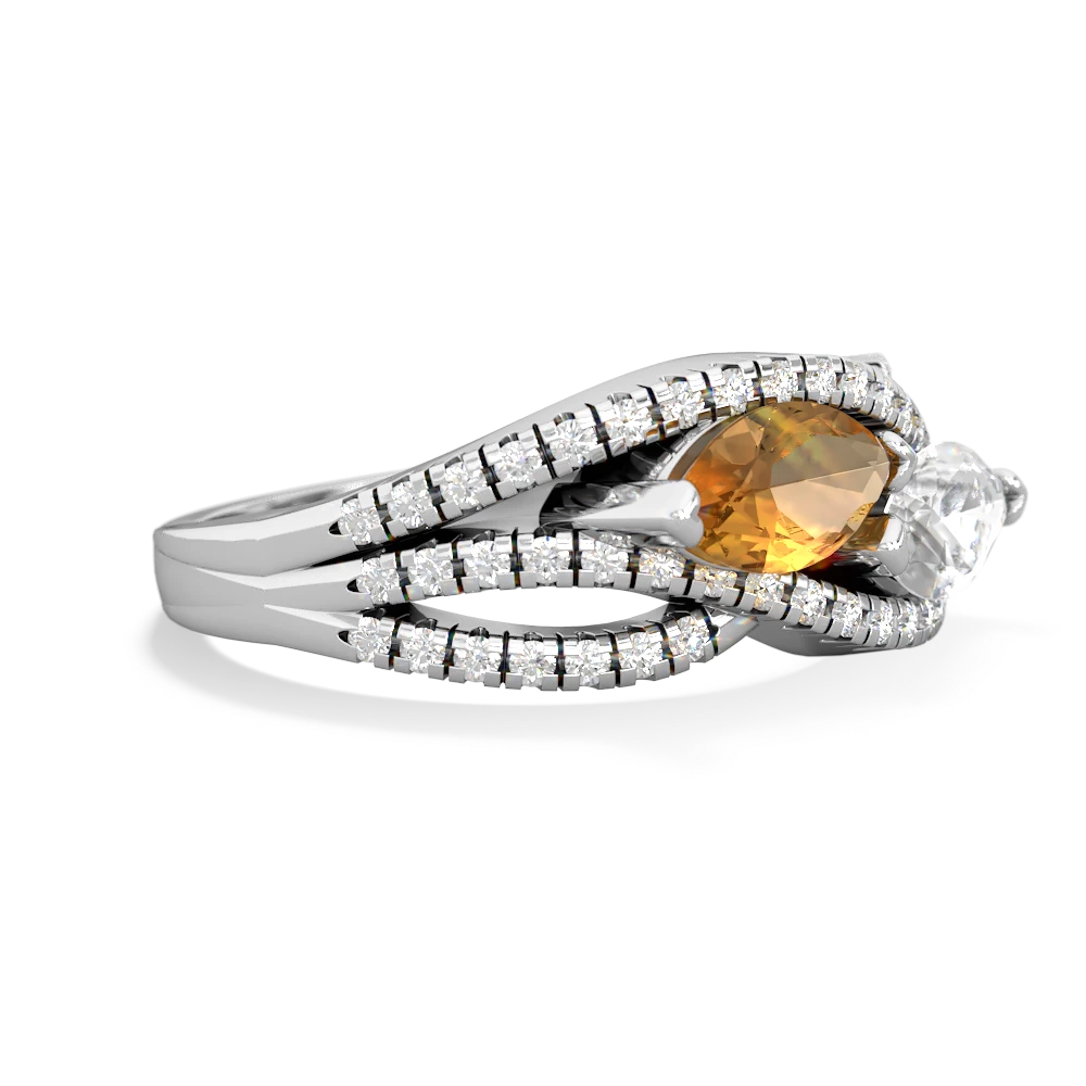 Citrine Diamond Rivers 14K White Gold ring R3070