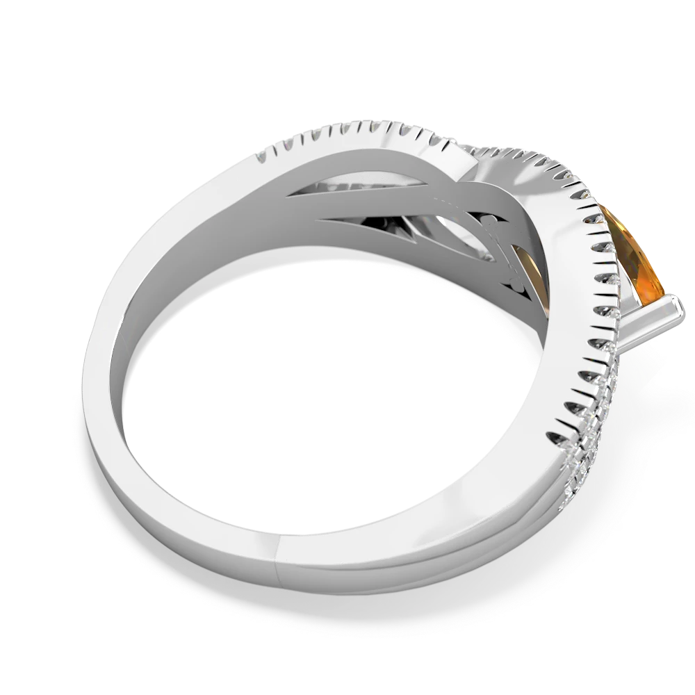 Citrine Diamond Rivers 14K White Gold ring R3070