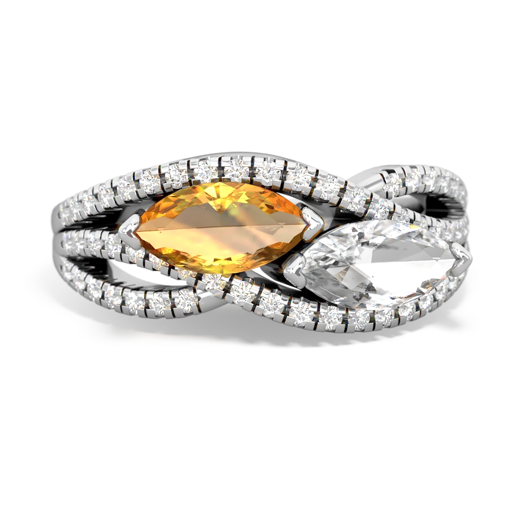 Citrine Diamond Rivers 14K White Gold ring R3070