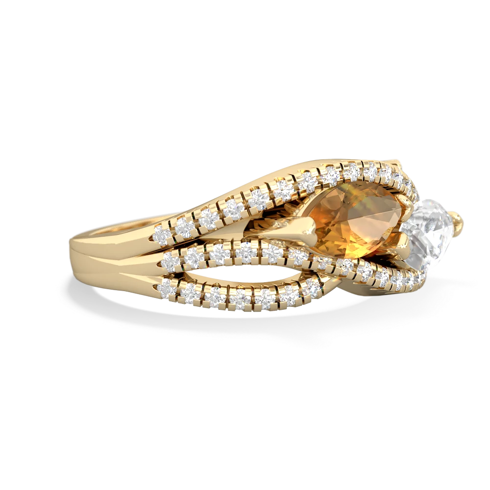 Citrine Diamond Rivers 14K Yellow Gold ring R3070