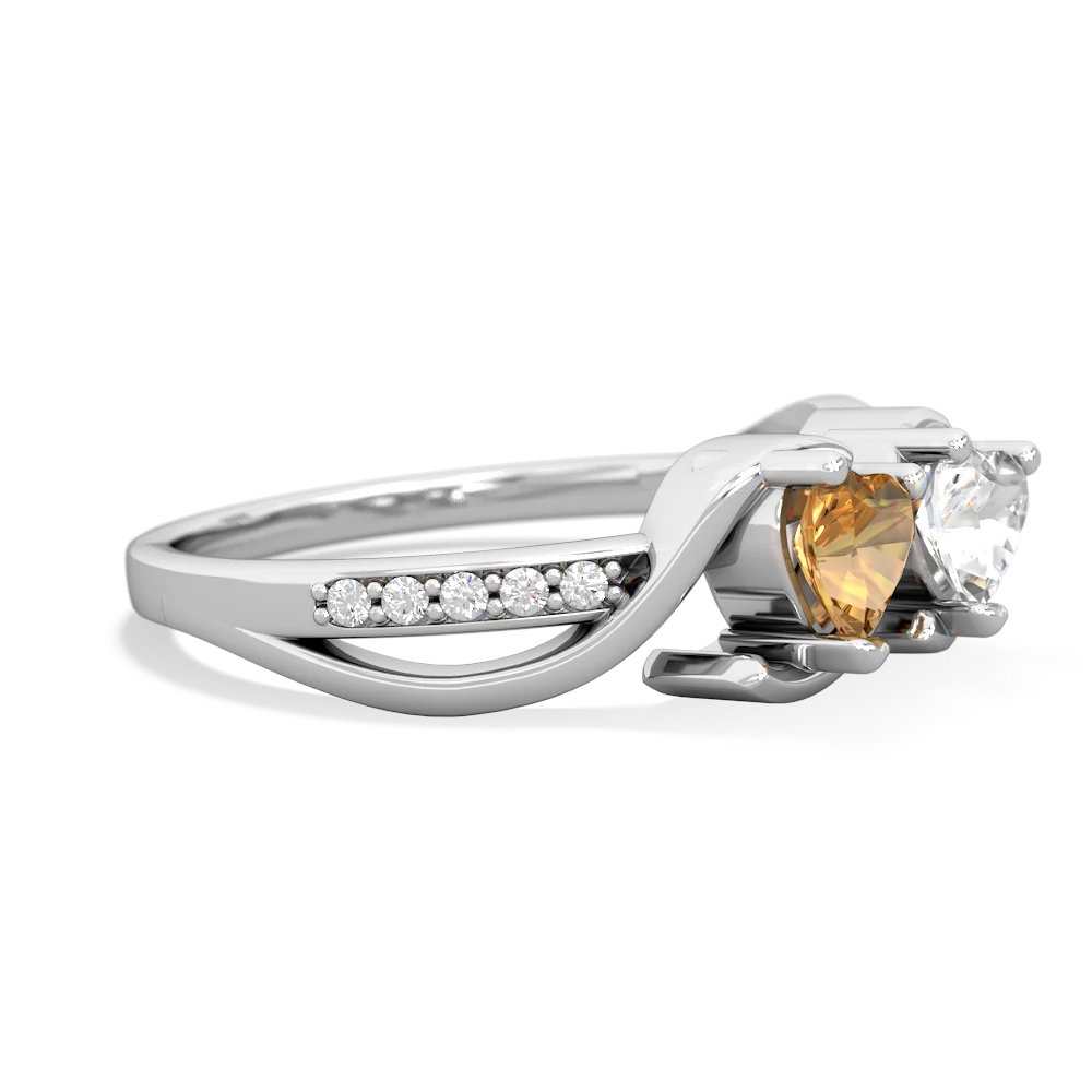 Citrine Side By Side 14K White Gold ring R3090