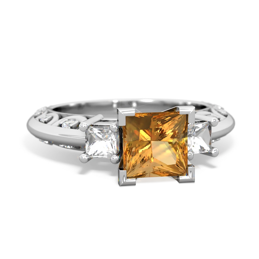 Citrine Eternal Embrace Engagement 14K White Gold ring C2001