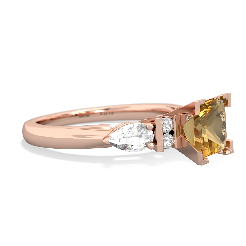 Citrine 6Mm Princess Eternal Embrace Engagement 14K Rose Gold ring C2002