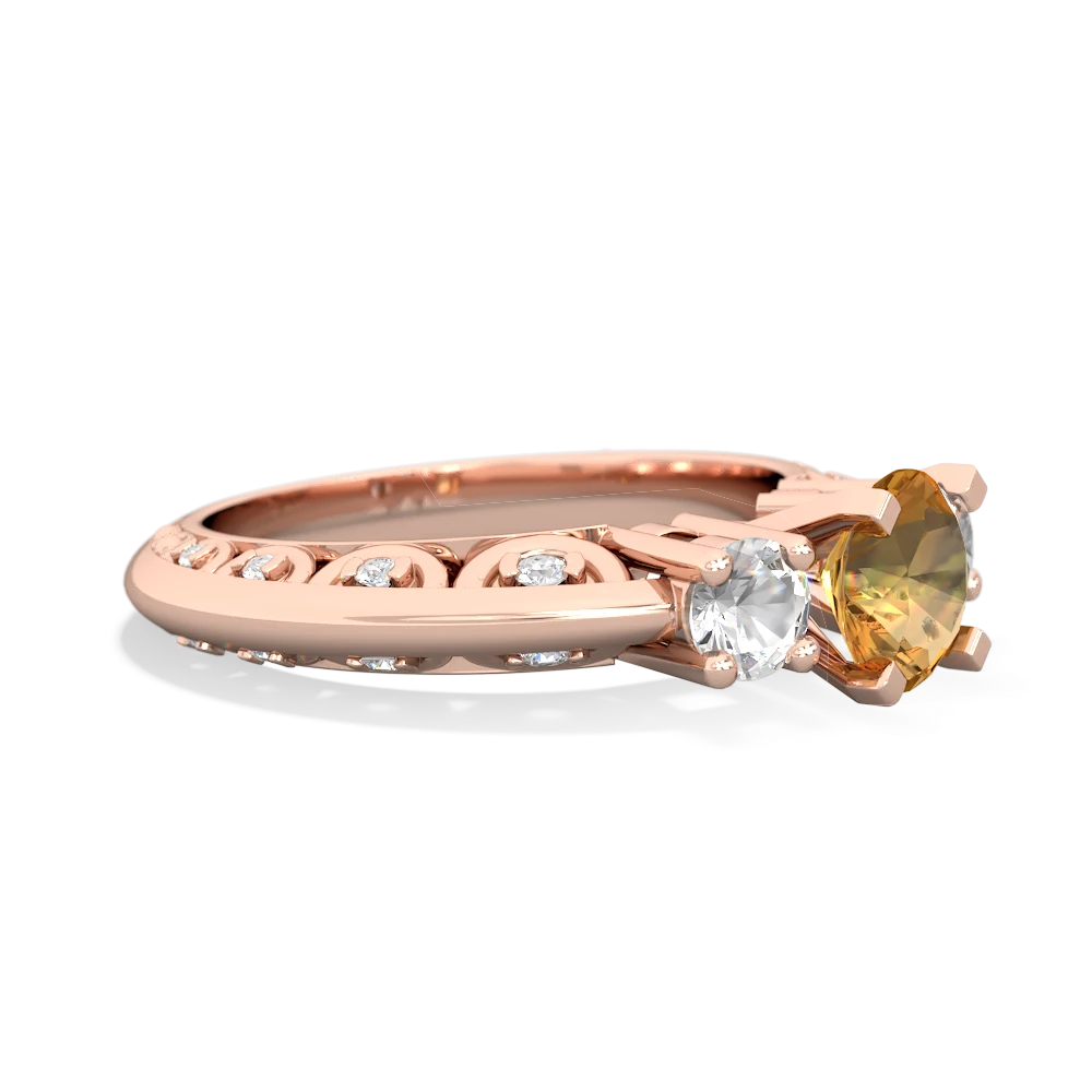 Citrine Art Deco Eternal Embrace Engagement 14K Rose Gold ring C2003