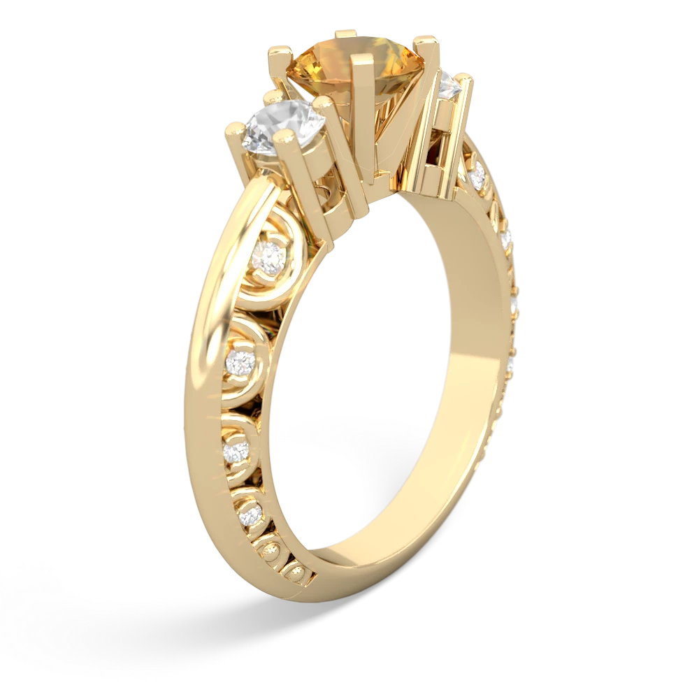 Citrine Art Deco Eternal Embrace Engagement 14K Yellow Gold ring C2003