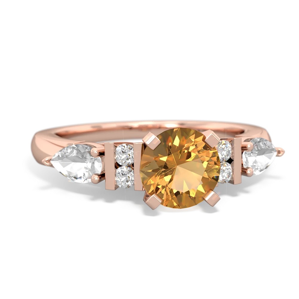 Citrine 6Mm Round Eternal Embrace Engagement 14K Rose Gold ring R2005